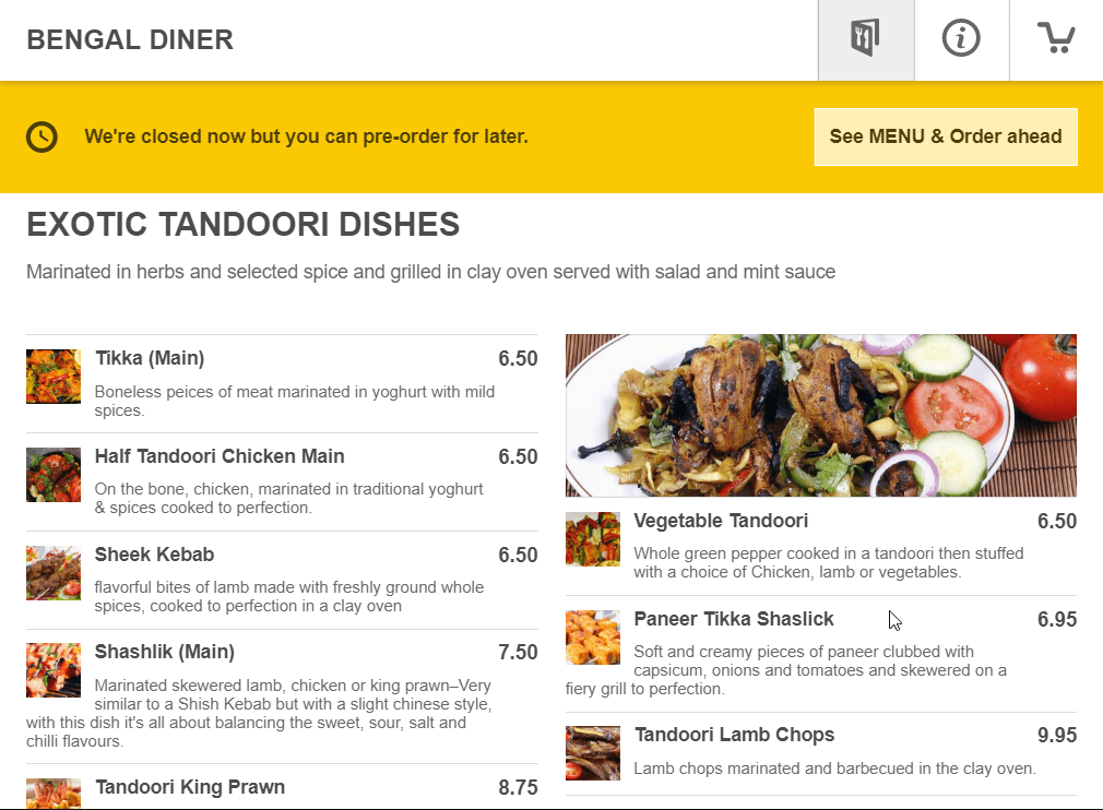 online restaurant ordering